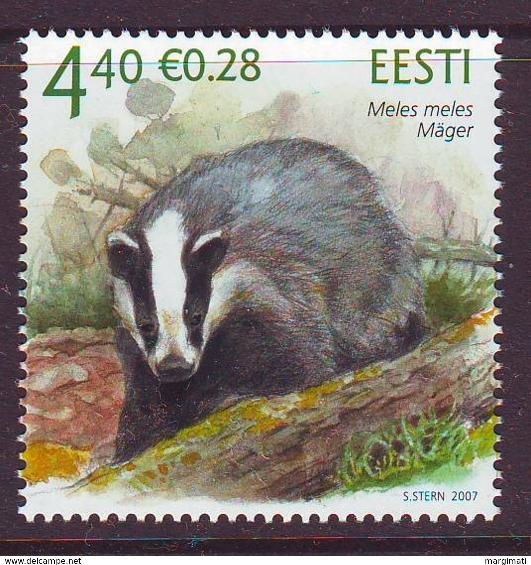 Estland 2007.  Estonian Fauna - The Badger. MNH. Pf. - Estonie