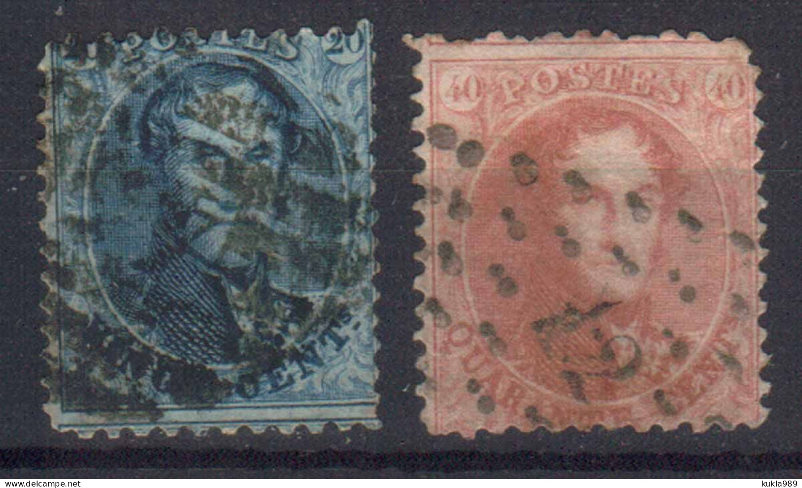 BELGIUM STAMPS, 1863. Mi.#12B, 13B, USED - 1883 Leopoldo II