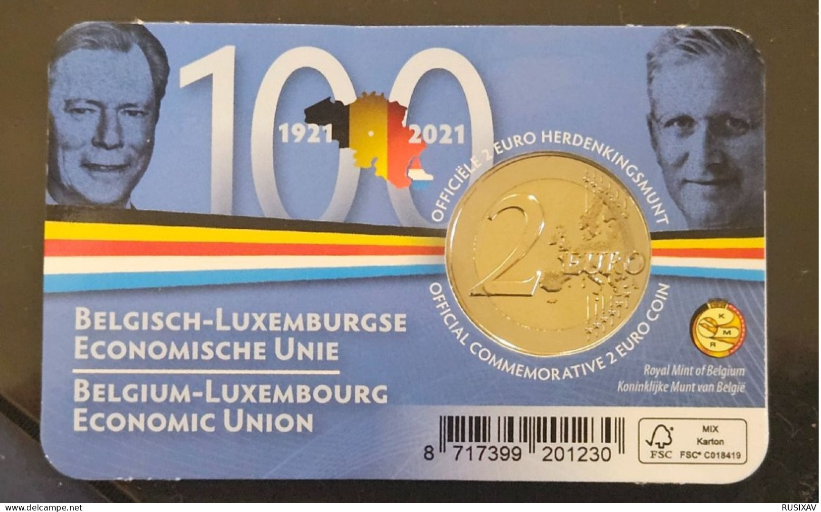 Belgique 2021 Coincard 2 Euros Belgique 2021 Union économique - Version Francaise - Bélgica