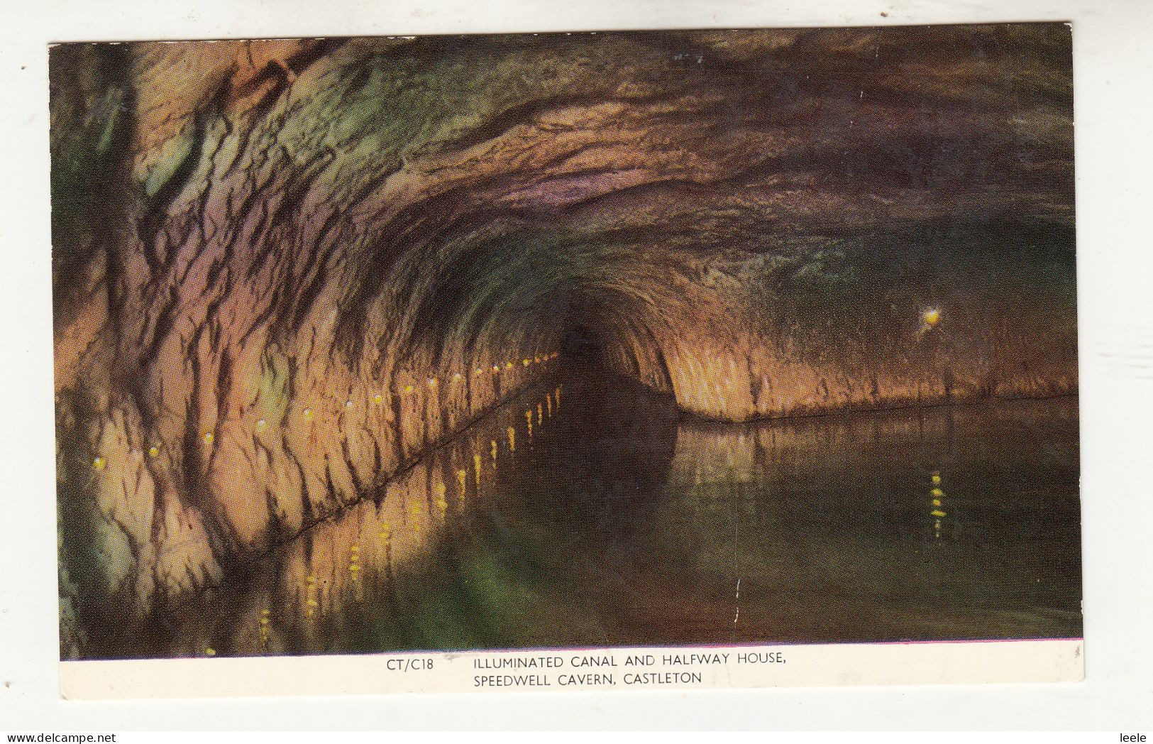 CL63.  Postcard. Illuminated Canal And Halfway House, Speedwell Cavern, Castleton - Derbyshire
