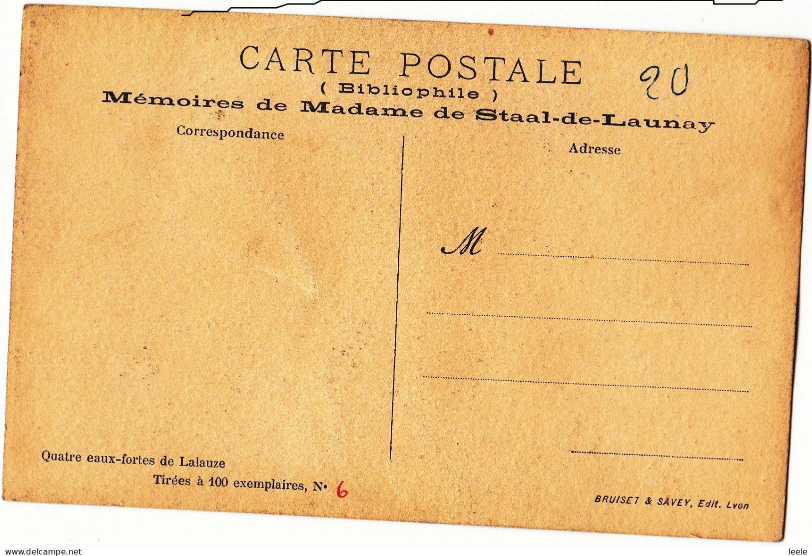 CL49.Vintage Postcard.Limited Edition.Memoires De Madame De Staal De Launay - Schriftsteller