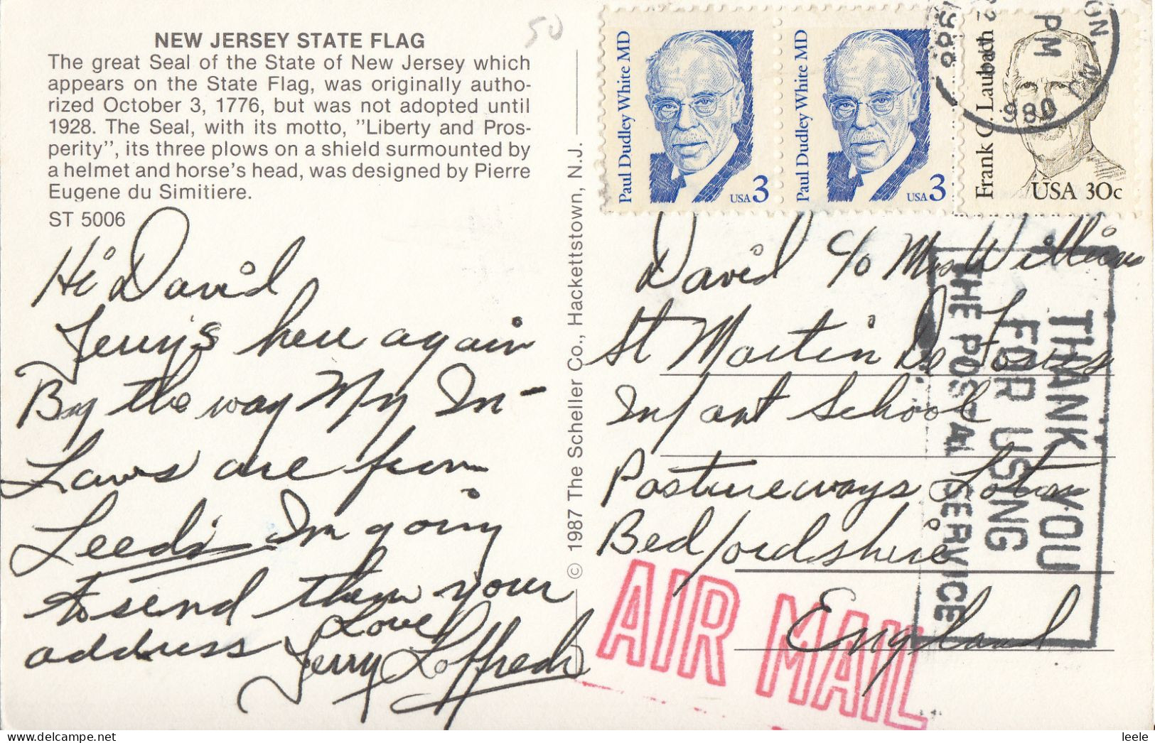 CL99. US Postcard. New Jersey State Flag. - Autres & Non Classés