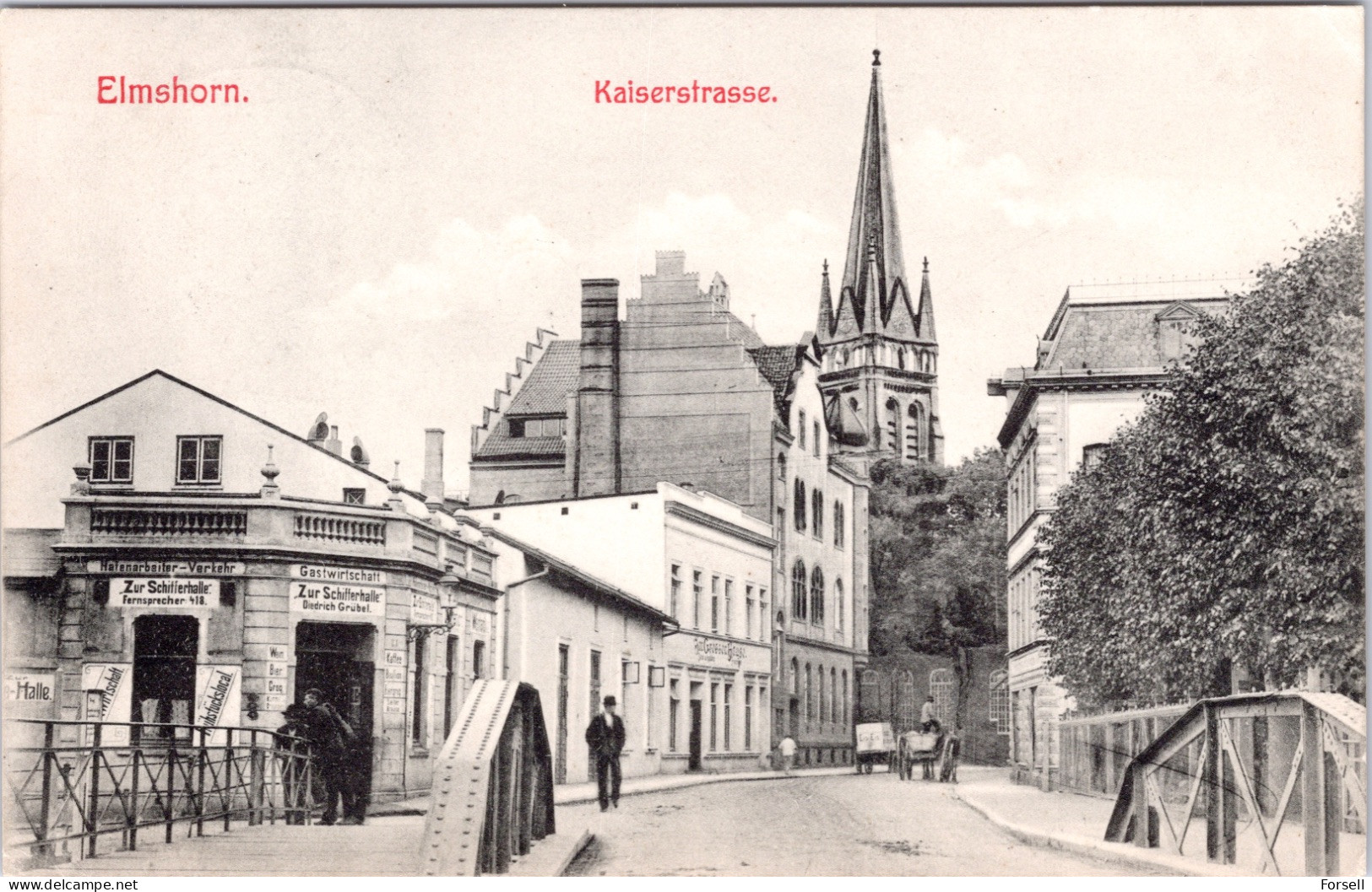 Elmshorn , Kaiserstrasse (Bahnpost Stempel: Hamburg Kiel 1907)) - Elmshorn