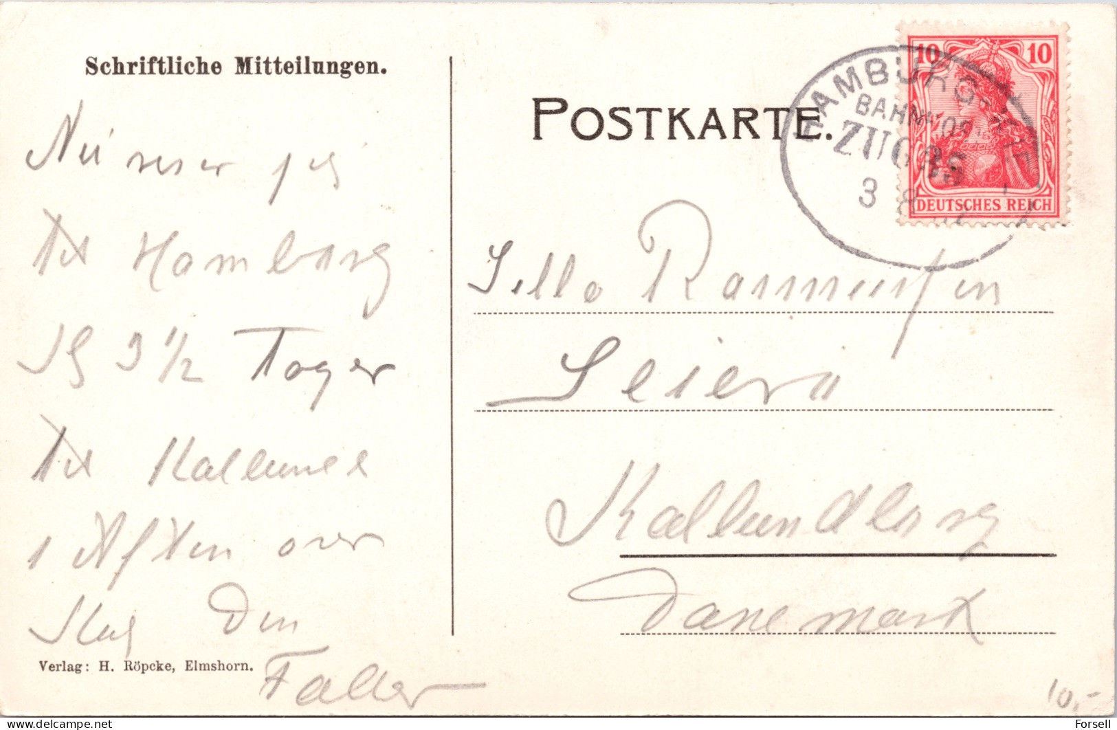 Elmshorn , Kaiserstrasse (Bahnpost Stempel: Hamburg Kiel 1907)) - Elmshorn