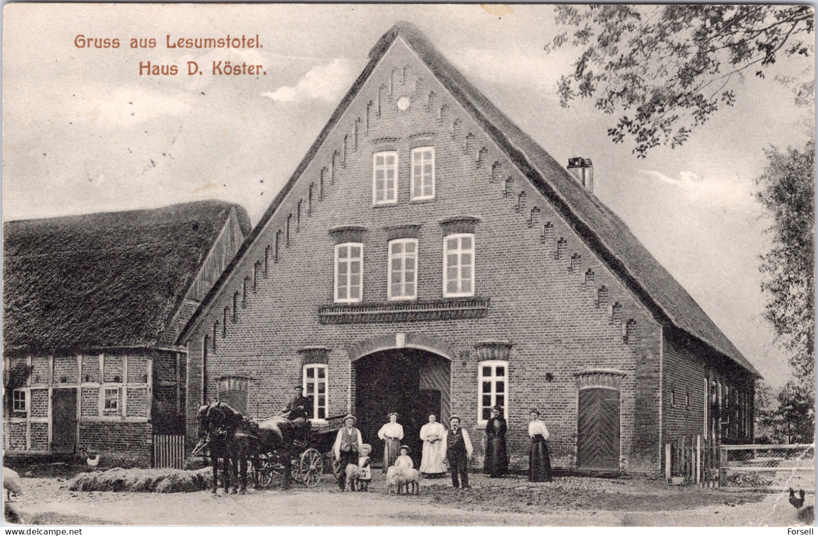 Gruss Aus Lesumstotel , Haus D. Köster (Stempel: Ritterhude 1915) - Osterholz-Schambeck