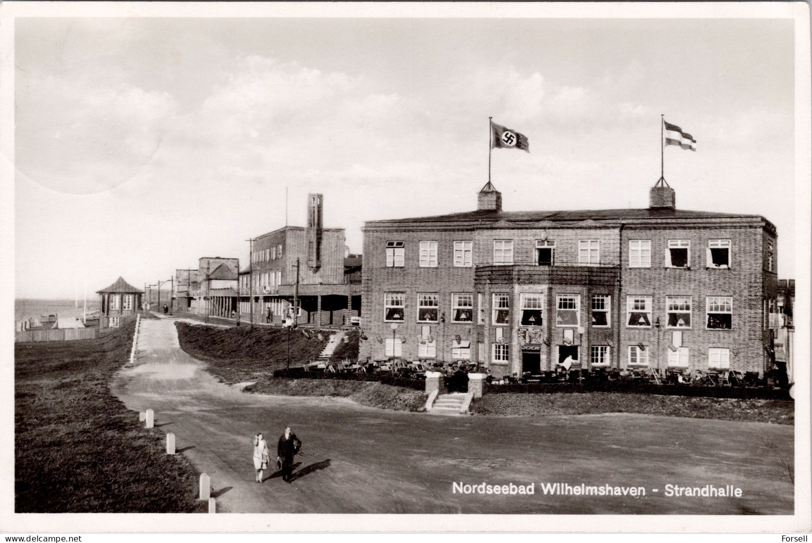 Nordseebad Wilhelmshaven (Strandhalle) (Fahne 3.Reich) (Gelaufen 1935) - Wilhelmshaven