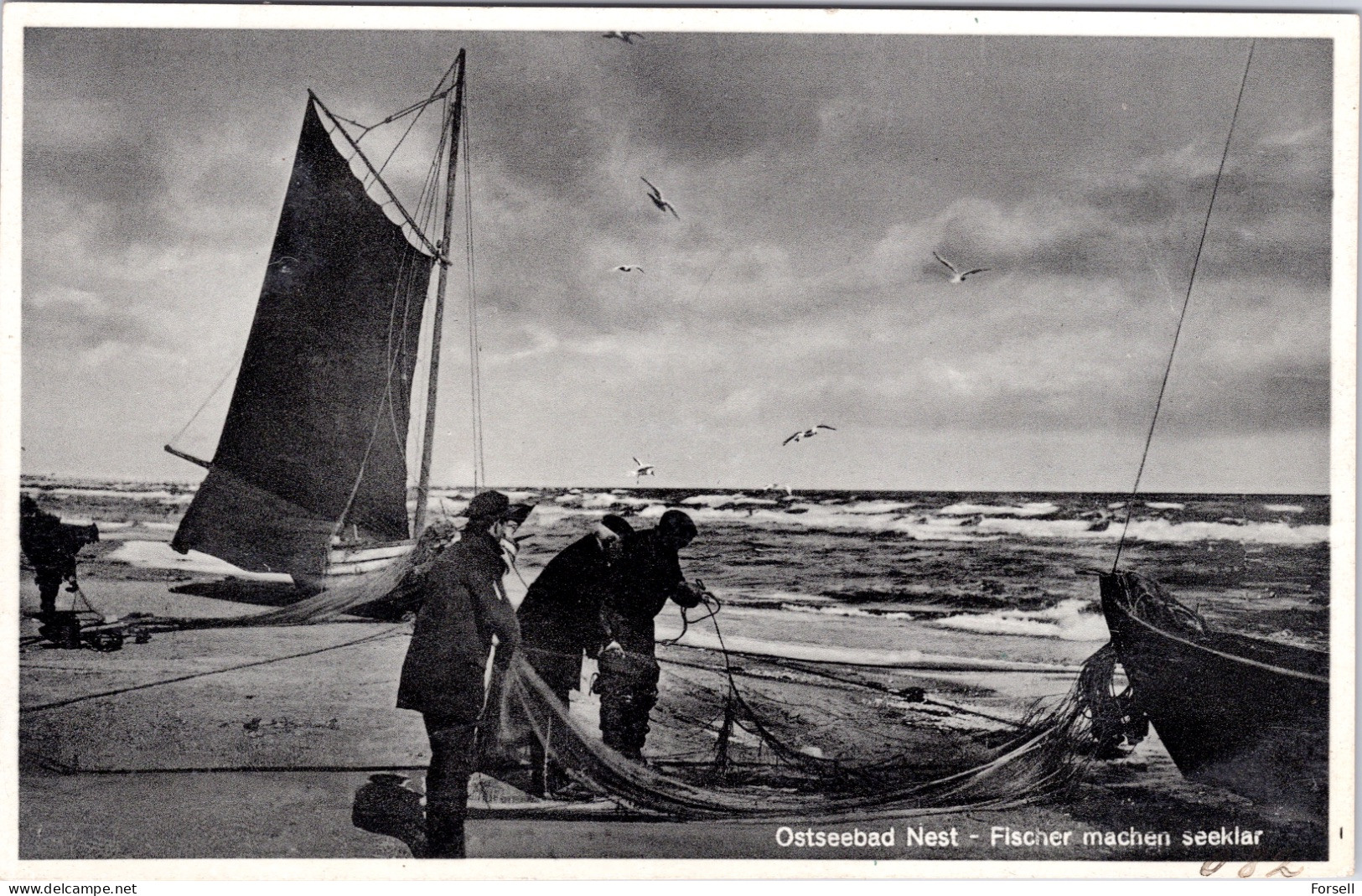 Ostseebad Nest , Fischer Machen Seeklar (Unieście , Poland) (Ungebraucht) - Pommern