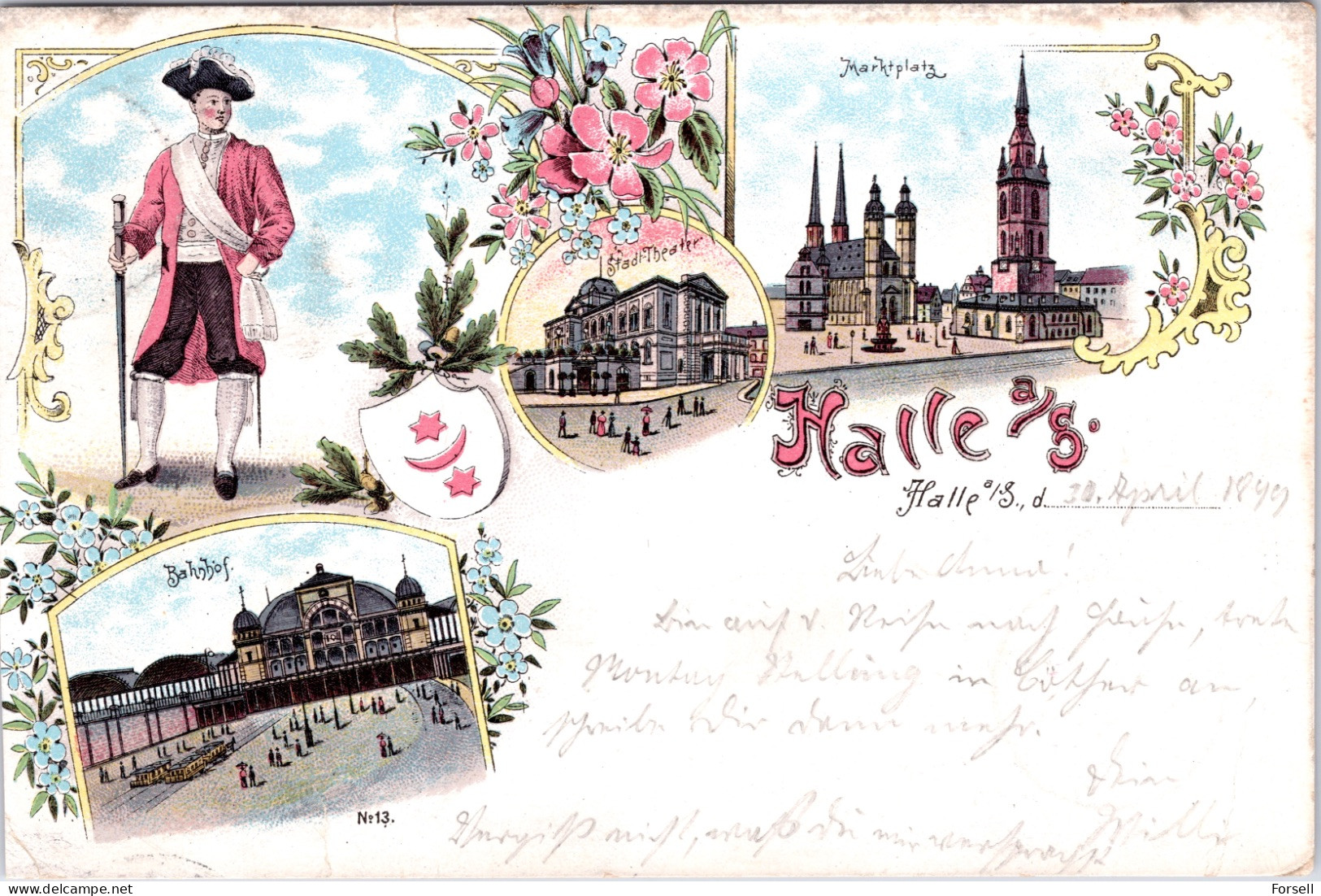 Halle A.d. Saale (Litho) (Stempel: Halle 1899) - Halle (Saale)