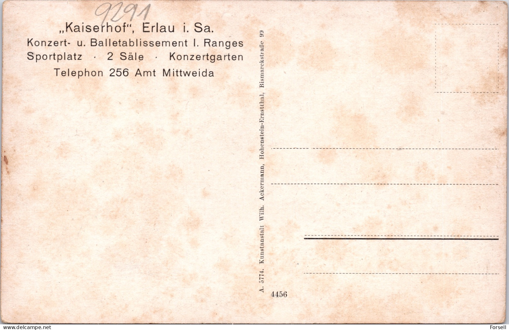 Erlau I. Sachsen , Bahnhof & Kaiserhof Erlau (Ungebraucht) - Mittweida