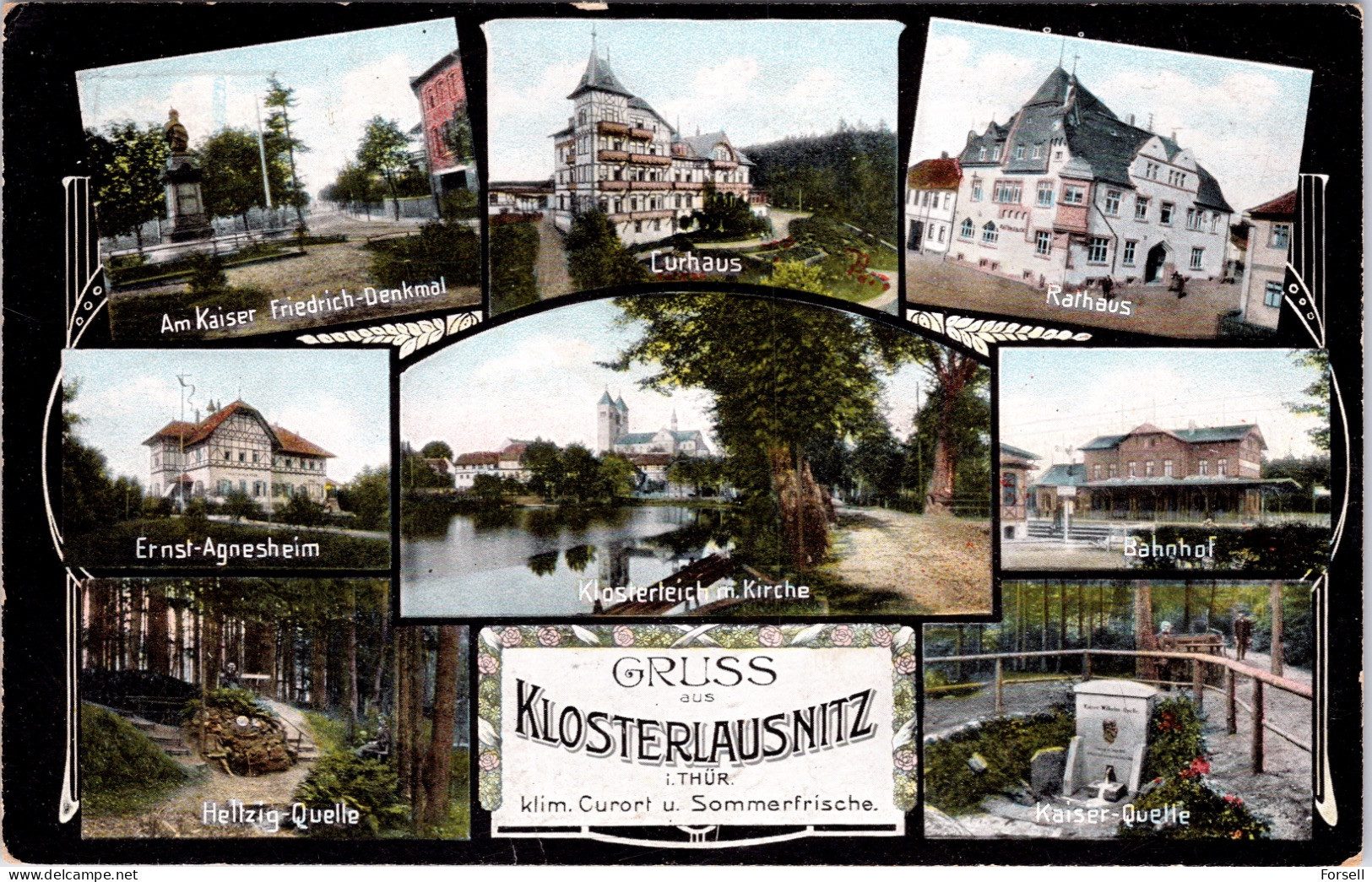 Gruss Aus Klosterlausnitz , Bahnhof U.A. (Stempel: Hermsdorf 1910) - Bad Klosterlausnitz