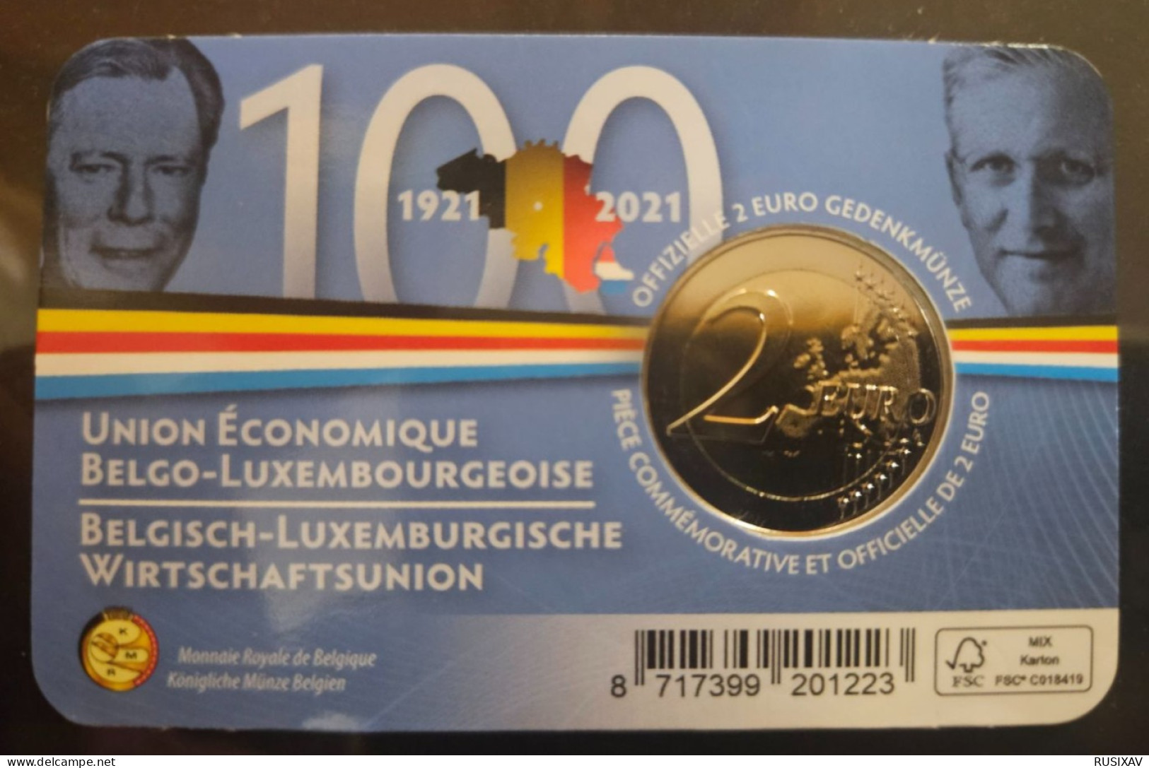 Belgique 2021 Coincard 2 Euros Belgique 2021 Union économique - Version Flamand - Belgique