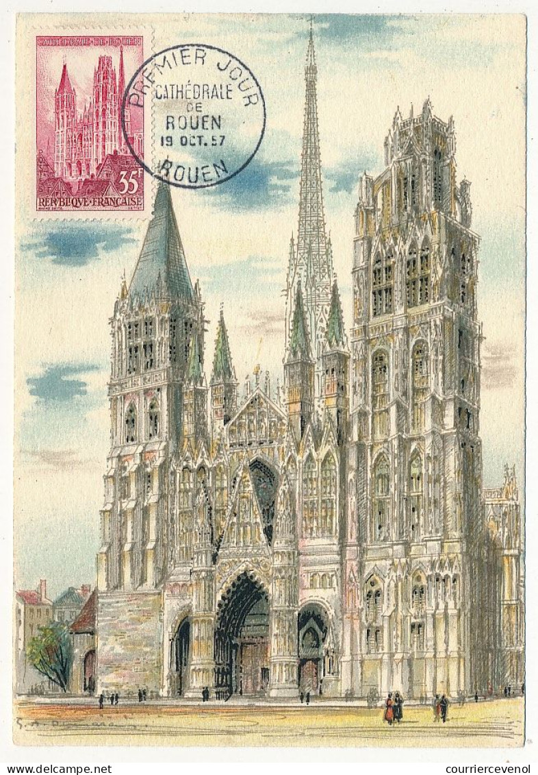 FRANCE - Carte Maximum - 35F Cathédrale De Rouen - 19/10/1957 - Rouen (Maximaphiles Français) - 1950-1959