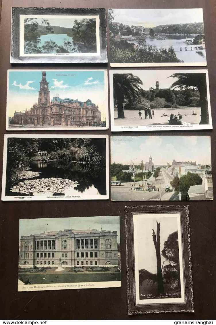 8 Postcards Lot Australia Kuring-Gai Sydney NSW Melbourne Bendigo Black Boy Burnt Tree VIC Brisbane QLD - Other & Unclassified