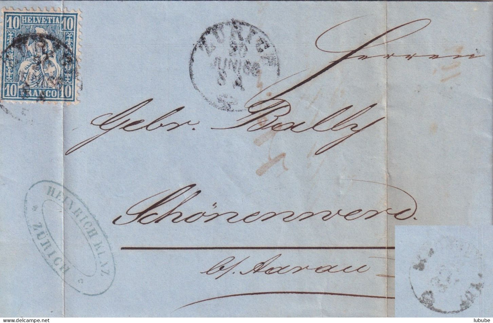 Faltbrief  "Kunz, Zürich" - "Bally Schönenwerd"       1866 - Lettres & Documents