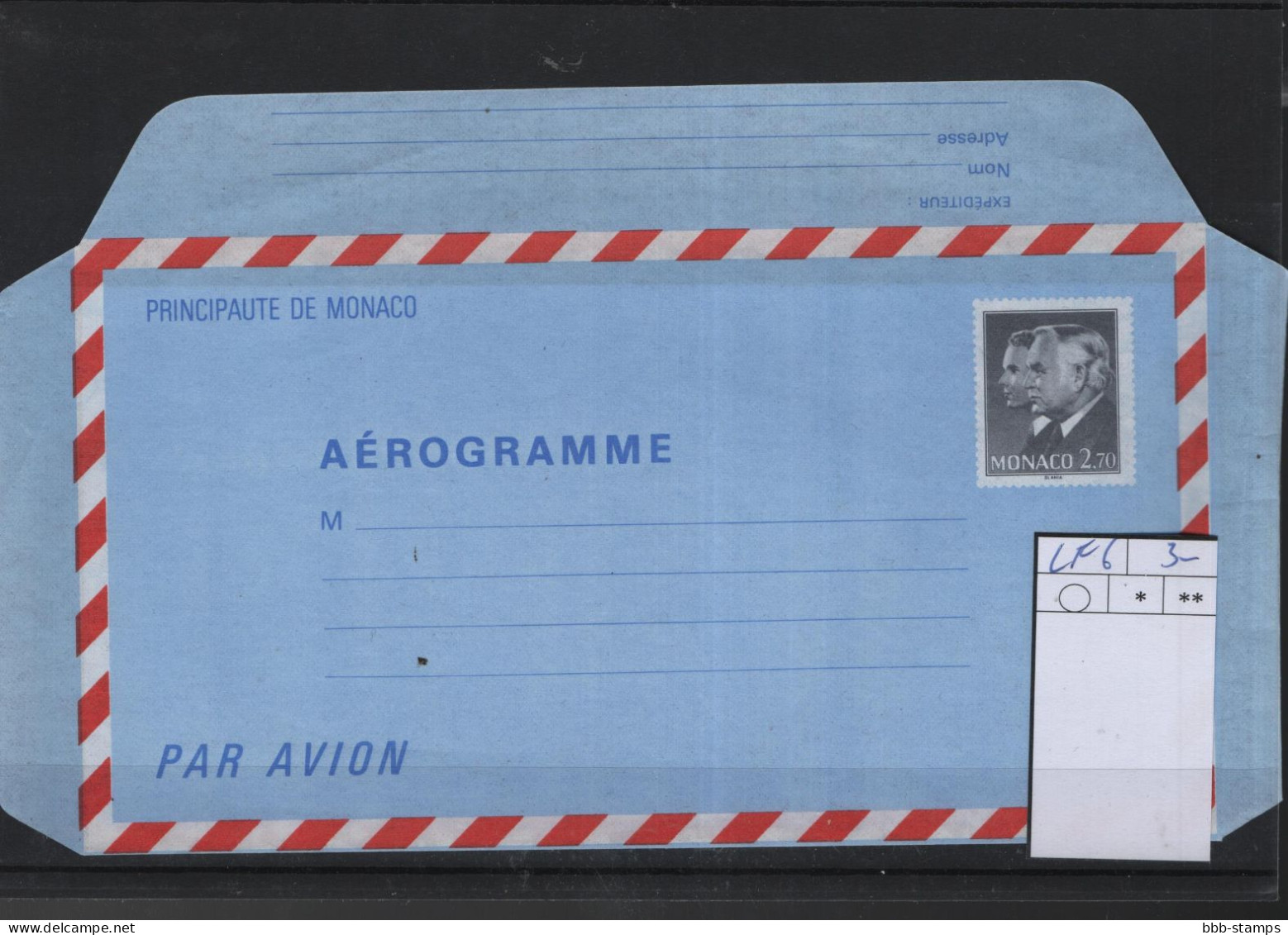 Monaco Michel Cat.No.postal Stat Unused Aerogramme LF 6 - Other & Unclassified