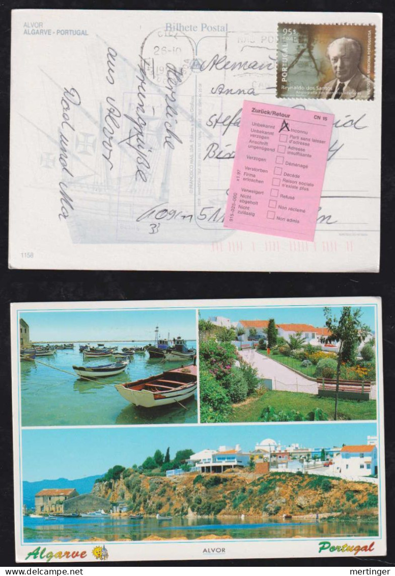 Portugal 1999 Picture Postcard ALVOR X KÖLN Germany Returned Inconnu - Lettres & Documents