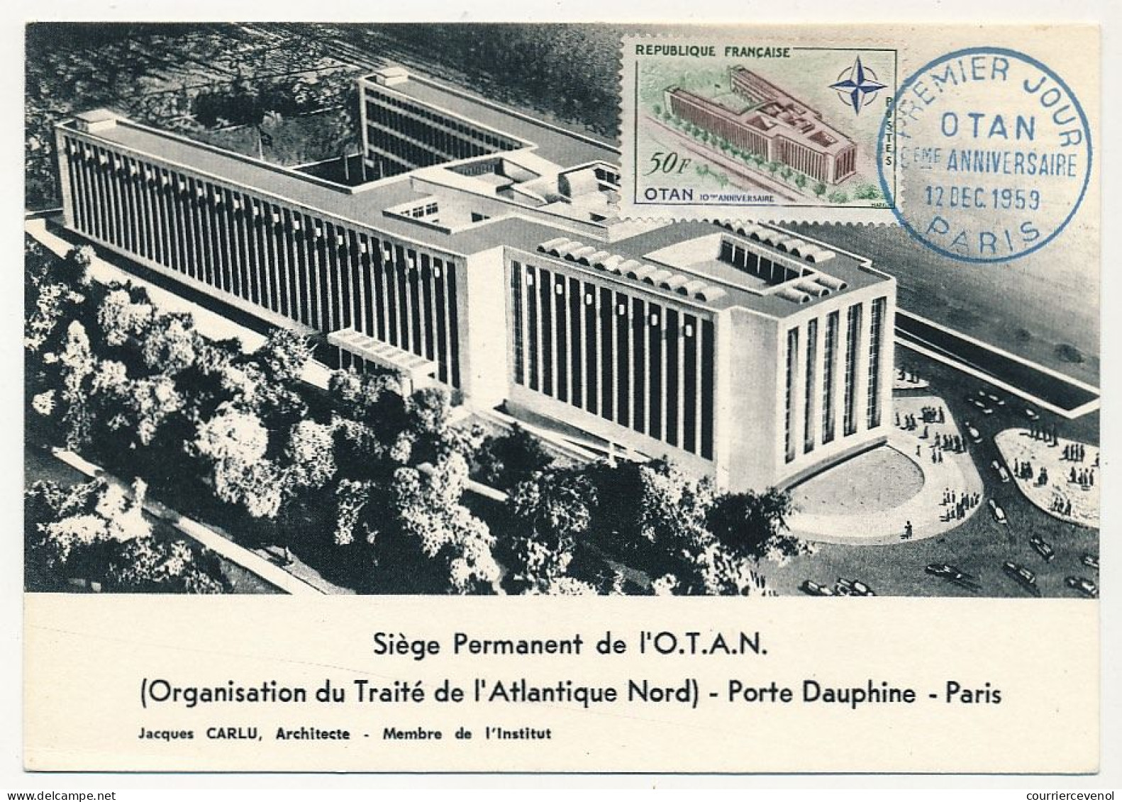 FRANCE => Carte Maximum => 50F OTAN - 10eme Anniversaire - Cachet Premier Jour 12/12/1958 - PARIS - 1950-1959