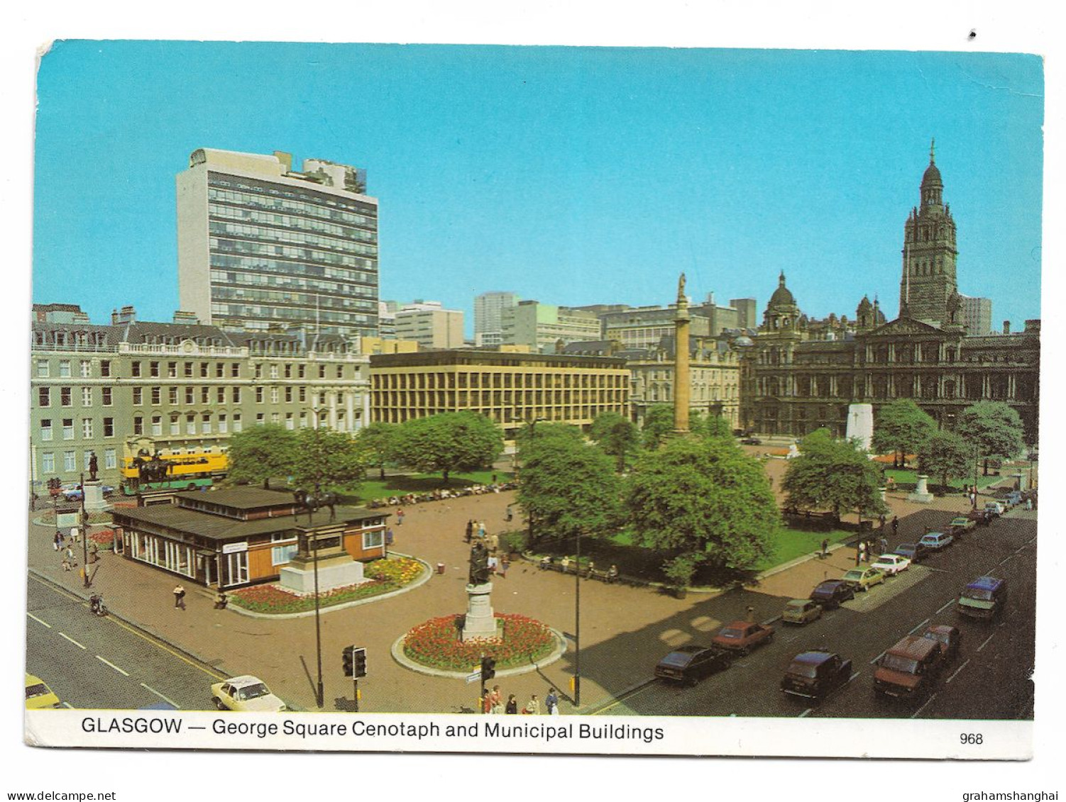Postcard UK Scotland Glasgow George Square Cenotaph & Municipal Buildings Posted 1980s Or 1990s - Lanarkshire / Glasgow