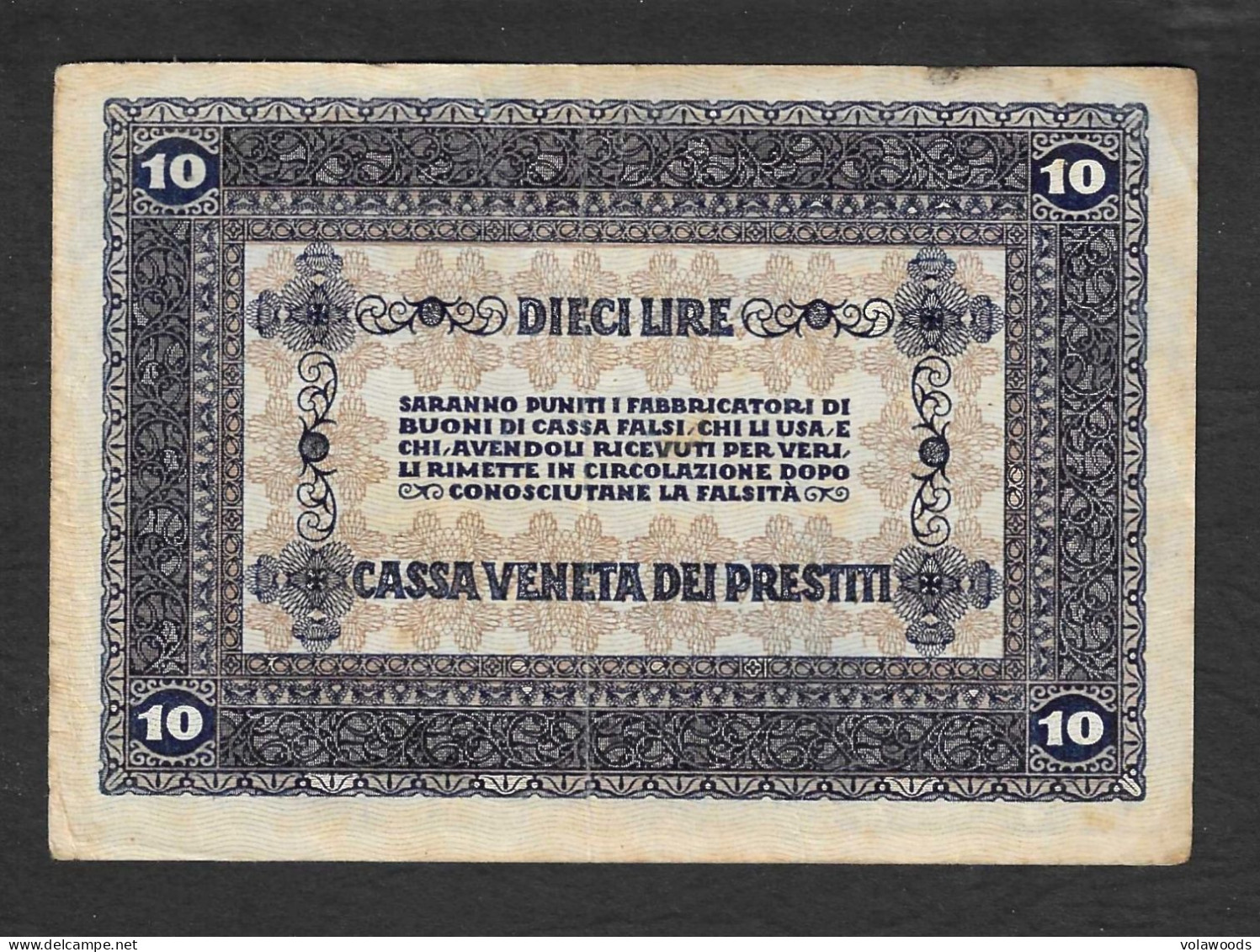 Occupazione Austriaca Del Veneto - Buono Di Cassa Circolato Da 10 Lire P-M6 - 1918 - Oostenrijkse Bezetting Van Venetië