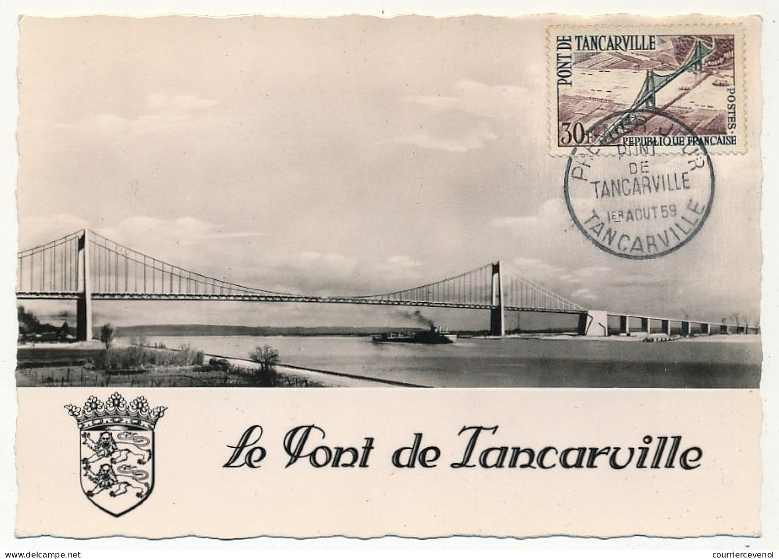 FRANCE => Carte Maximum => 30F Pont De Tancarville - 1er Aout 1959 - Tancarville - 1950-1959