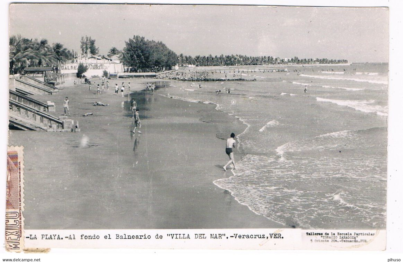 AM-253  VERACRUZ : La Playa - Al Fondo El Balneario De Villa Del Mar - Mexico