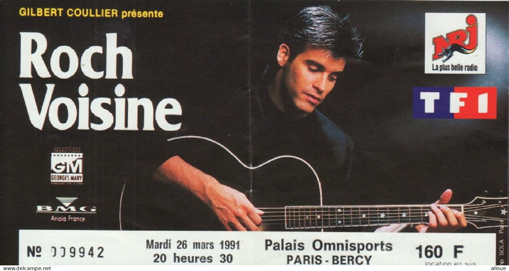 ROCH VOISINE  - TICKET DE CONCERT DU 26 MARS 1991 - PALAIS OMNISPORT DE BERCY - Toegangskaarten