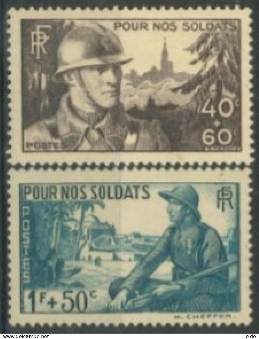 FRANCE. - 1940 - FOR THE SOLDIERS STAMPS COMPLETE SET OF 2, # 451/52, UMM (**). - Neufs