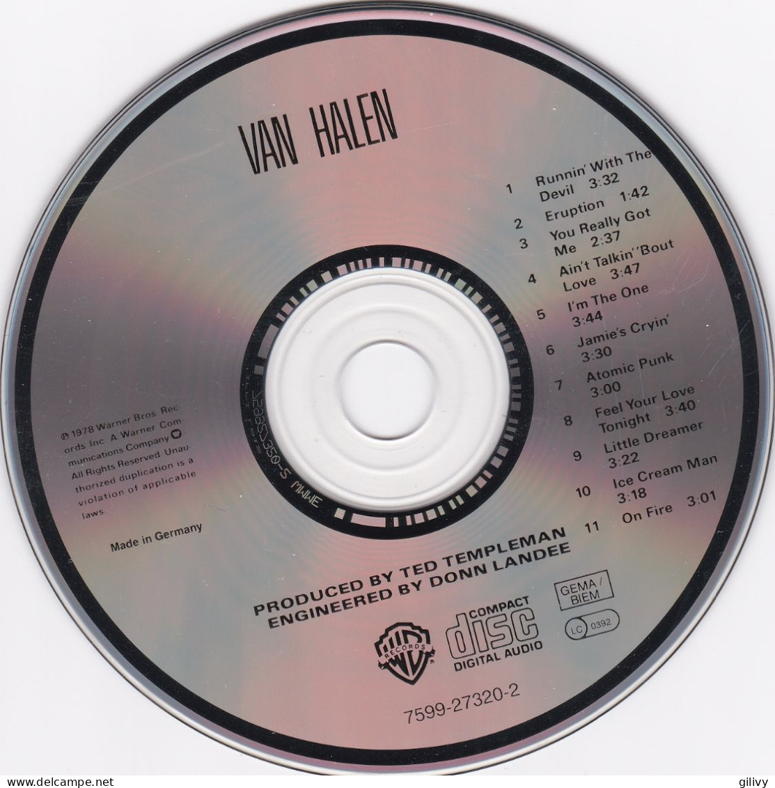 CD Album  VAN HALEN  " Van Halen " - Hard Rock En Metal
