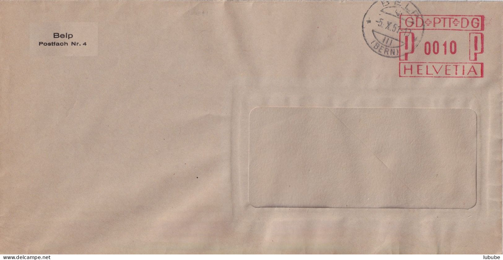 Ganzsachen Freistempel  "Postfach Nr.4, Belp"       1951 - Ganzsachen