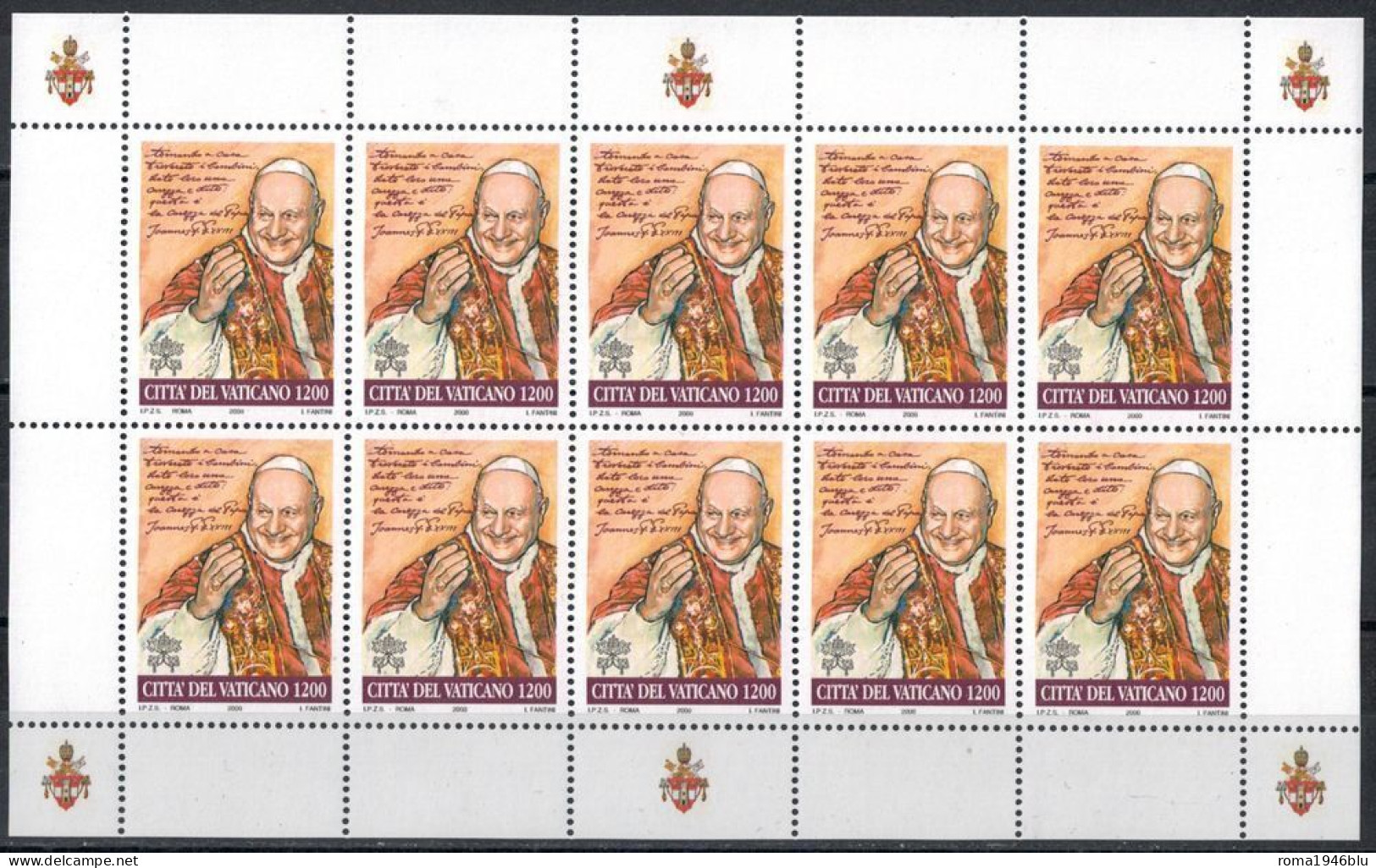 VATICANO 2000  BEATIFICAZIONE PAPA GIOVANNI  XXIII  MINIFOGLIO ** MNH - Blocchi E Foglietti