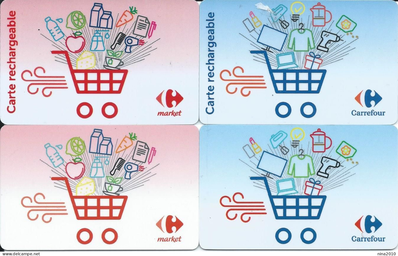 Carte Cadeau - * 4  Carrefour Market / Voir Scan - GIFT CARD /GESCHENKKARTE - Gift Cards