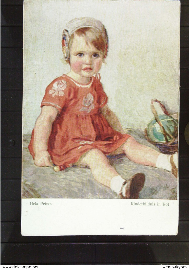 Karte Zeichnung "Kinderbildnis In Rot Von Hela Peters" Aus Serie "Dresdner Künstlerkarten" - Portraits