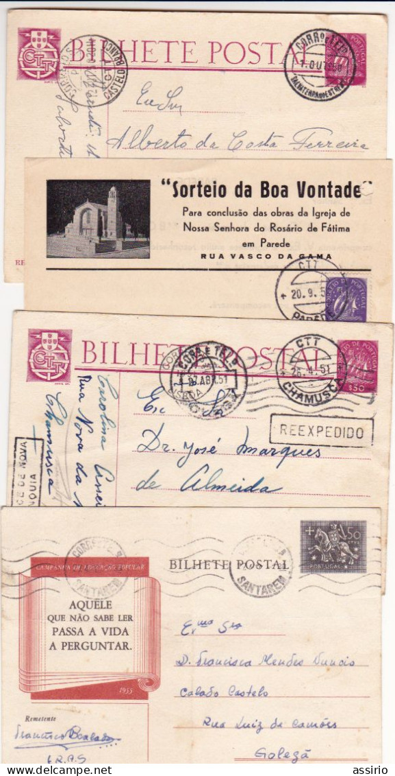 Portugal   - 4 Postais  Com Carimbos Diferentes - Postmark Collection