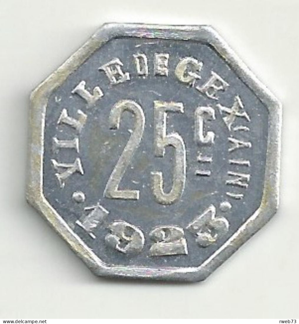 Nécessité - GEX - 25 Centimes - 1923 - Aluminium - TB/ TTB - Monétaires / De Nécessité