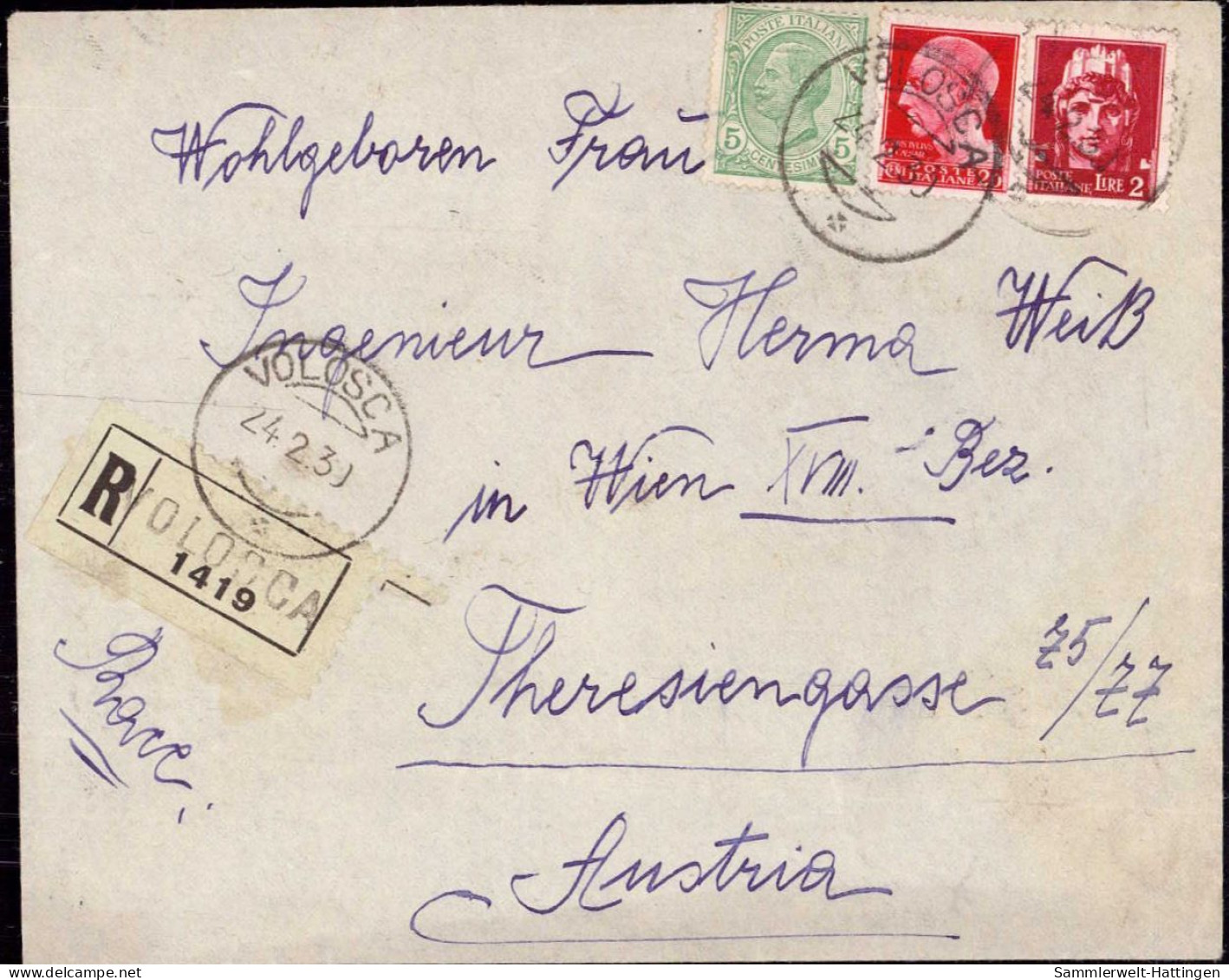 603997 | Brief (1930) Per Einschreiben Aus Voloska, Fiume, Italia, Volosca Abbazia  | -, -, - - Croatie