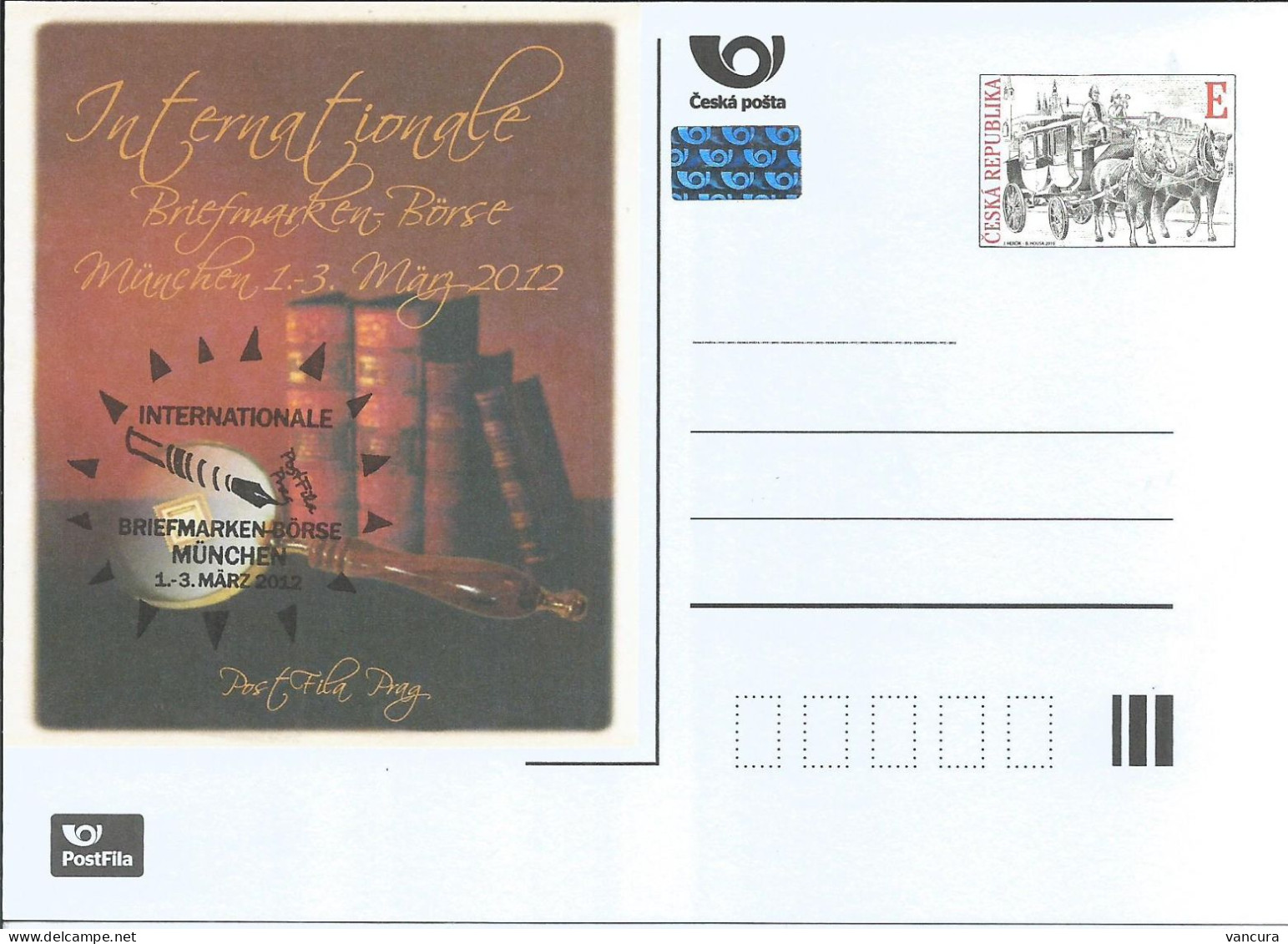 CDV A 189 Czech Republic München Stamp Fair 2012 Coach On Charles Bridge - Postcards