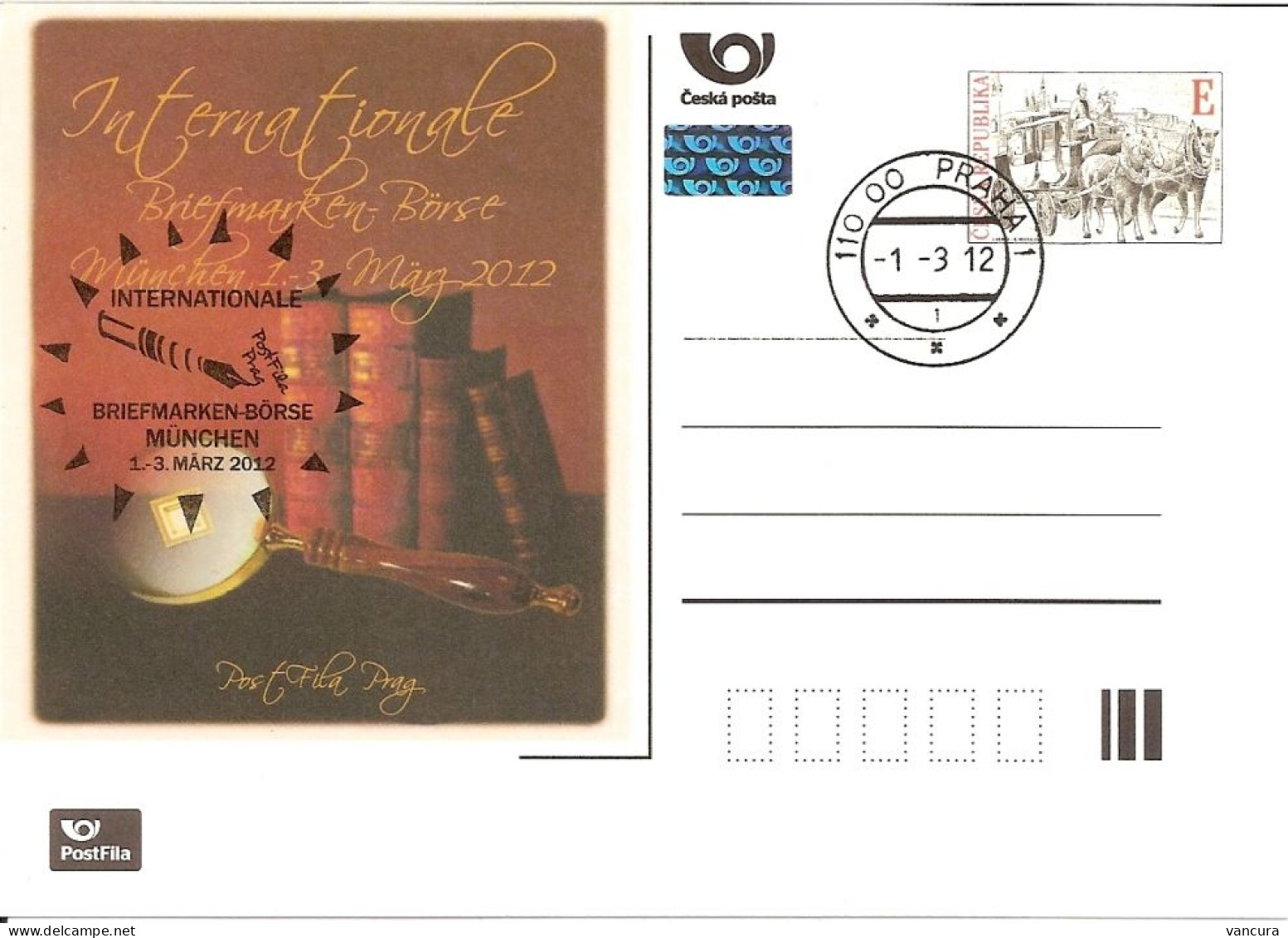 CDV A 189 Czech Republic München Stamp Fair 2012 Coach On Charles Bridge - Postkaarten