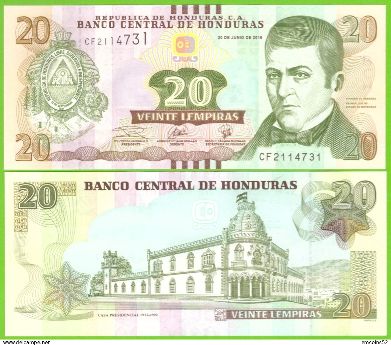 HONDURAS 20 LEMPIRAS 2019  P-100d UNC - Honduras