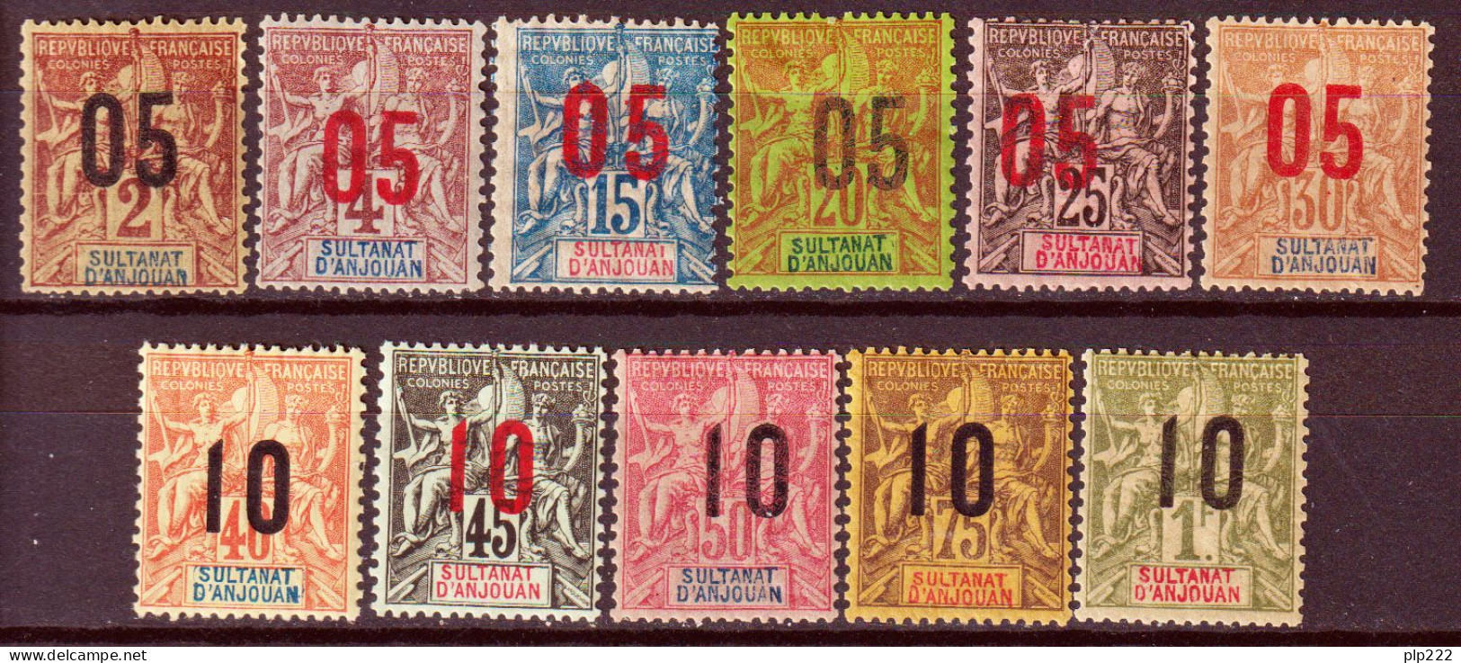 Anjouan 1912 Y.T.20/31 */MH VF/F - Unused Stamps