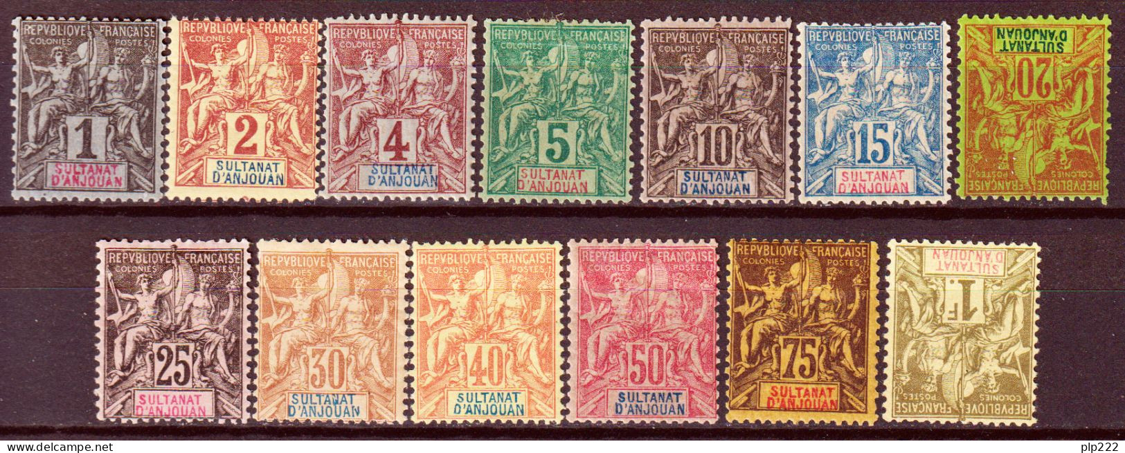 Anjouan 1892 Y.T.1/13 */MH VF/F - Unused Stamps