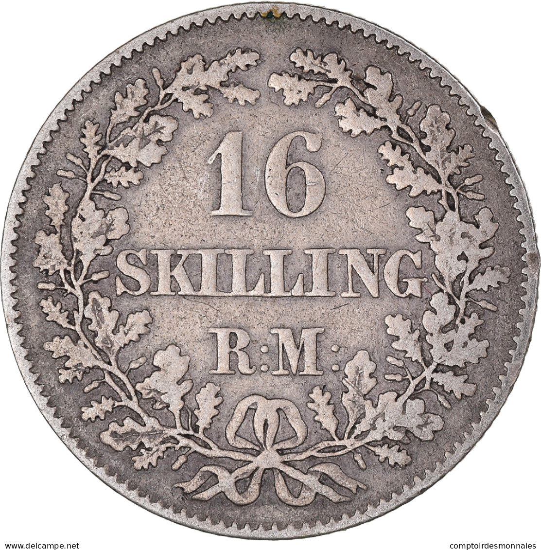 Monnaie, Danemark, Frederik VII, 16 Skilling Rigsmont, 1857, Copenhagen, TB - Dinamarca
