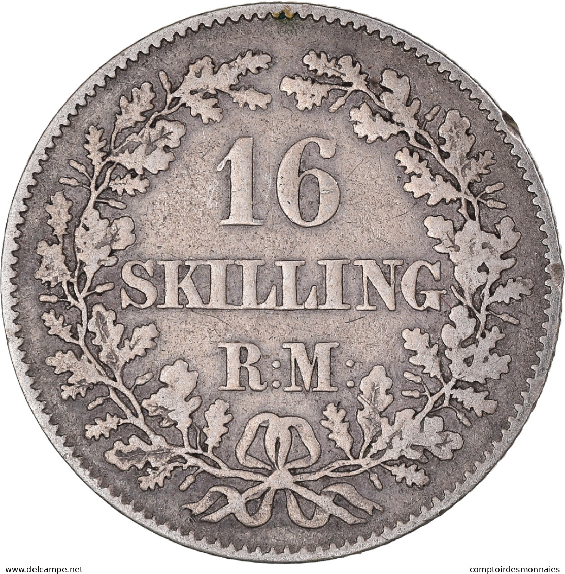 Monnaie, Danemark, Frederik VII, 16 Skilling Rigsmont, 1857, Copenhagen, TB - Denemarken