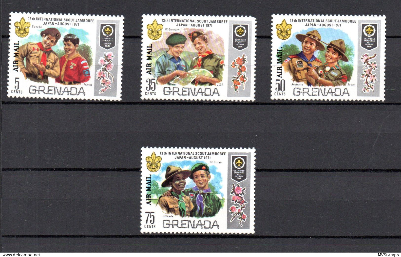 Grenada 1972 Set Boyscouts/Pfadfinder/Jamboree Stamps (Michel 484/87) MNH - Grenada (1974-...)