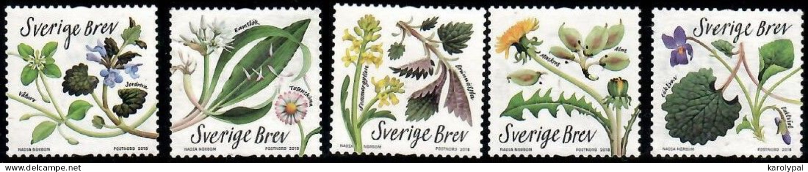 Sweden, 2018, Used, Edible Plants , Mi. Nr. 3219-23 - Used Stamps