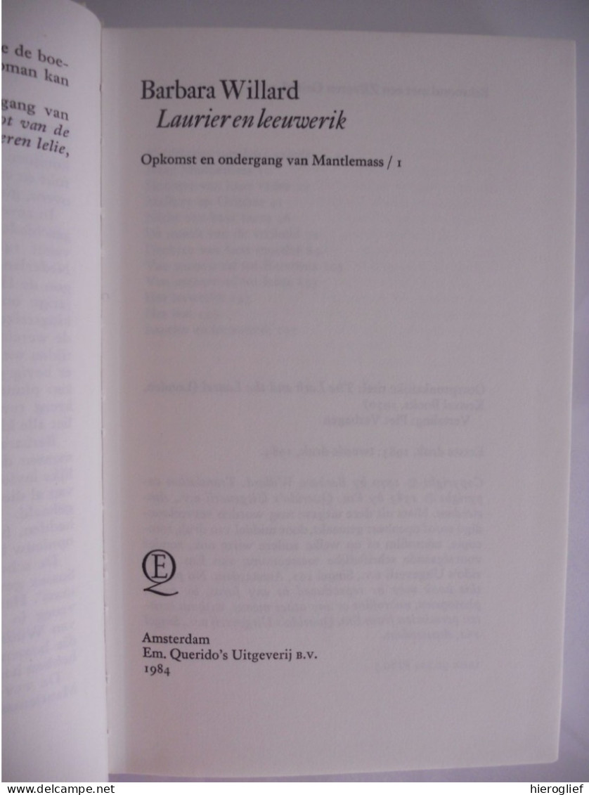 Laurier En Leeuwerik - Opkomst En Ondergang Van Mandemass / I -  Barbara Willard  / 1984 / Bekroond Met ZILVEREN GRIFFEL - Jugend