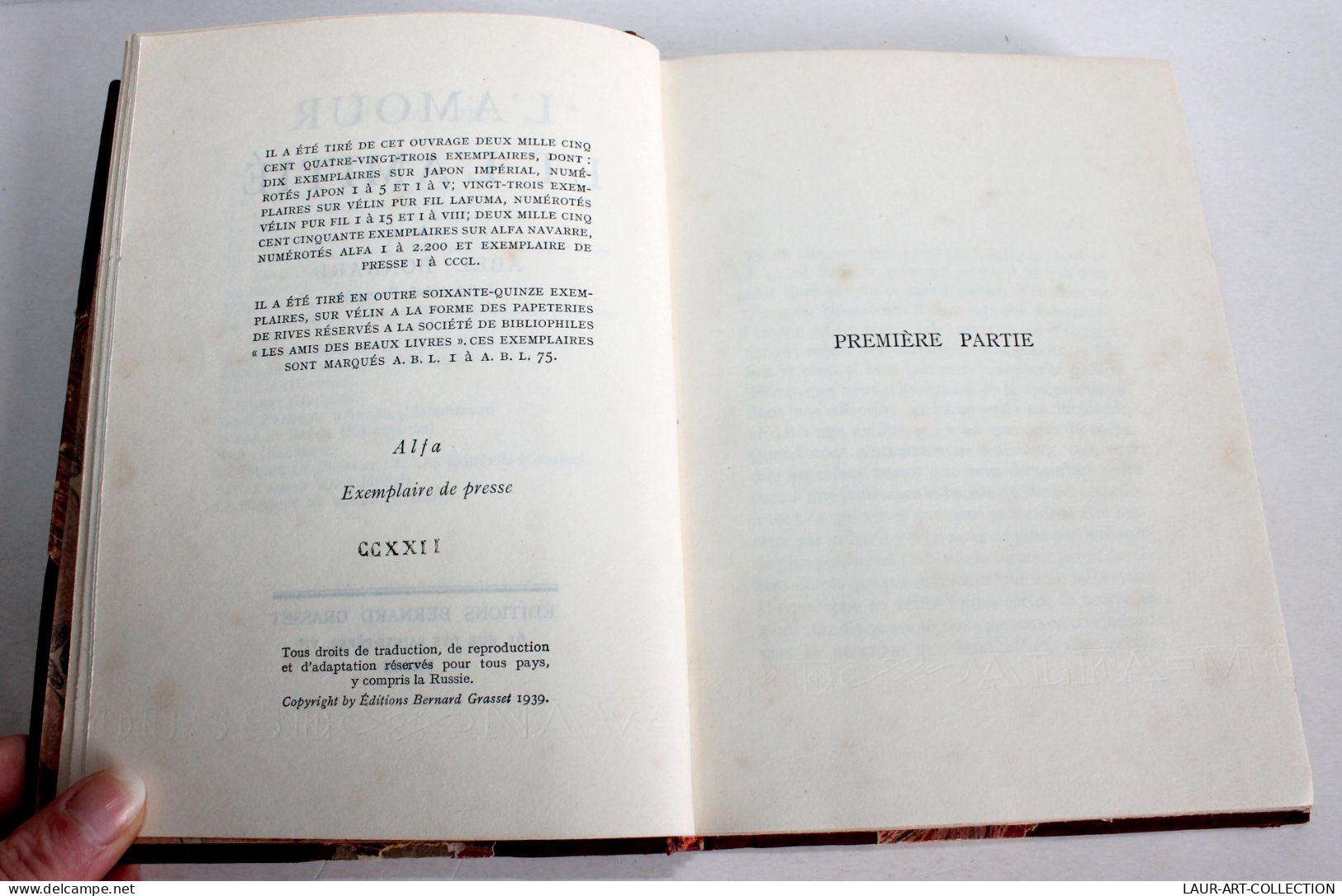 L'AMOUR ET L'AMITIE Par A. BONNARD 1939 GRASSET, NUMEROTE, EXEMPLAIRE DE PRESSE / ANCIEN LIVRE XXe SIECLE (1803.43) - 1901-1940