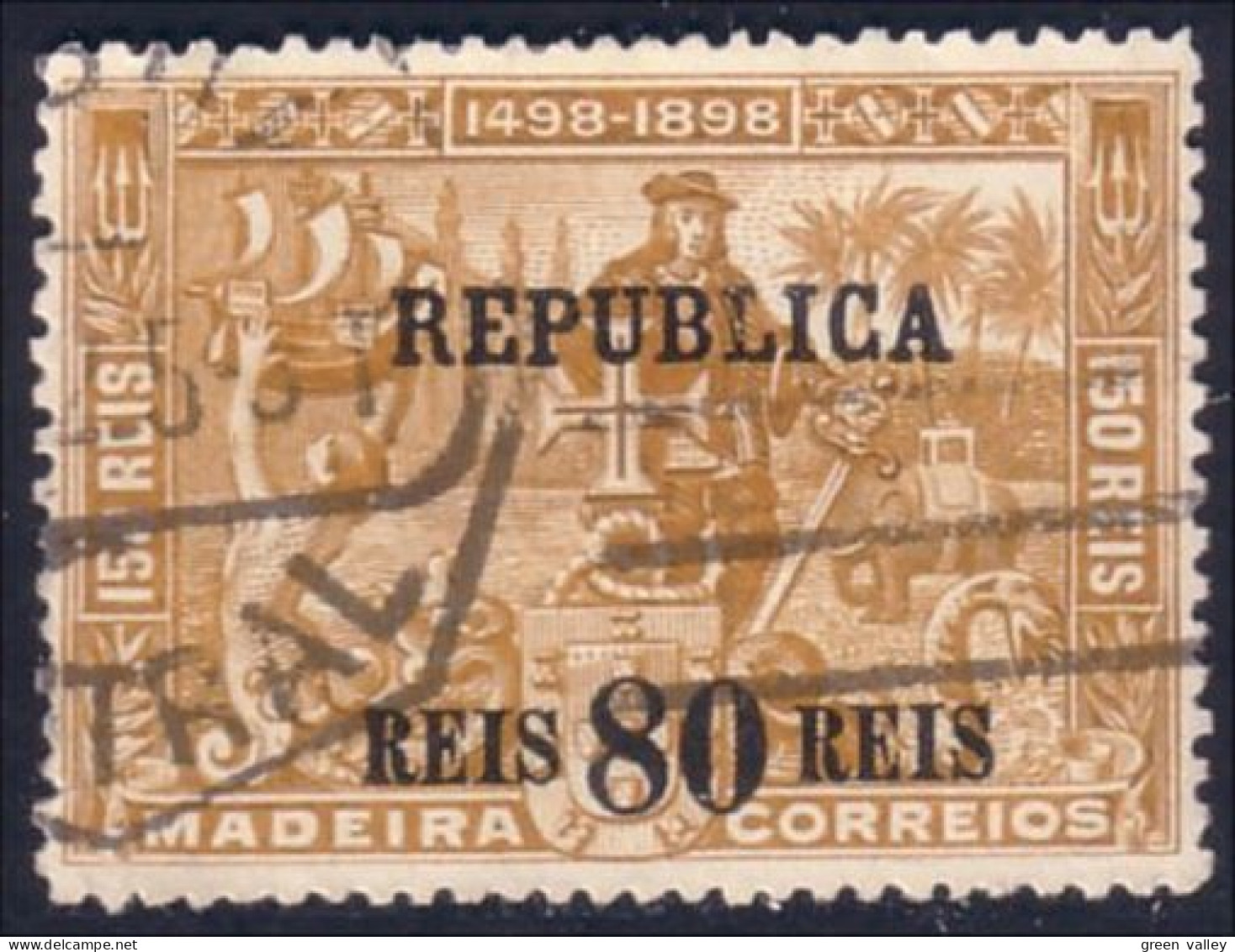 742 Portugal 80 Reis Surcharge (POR-20) - Oblitérés