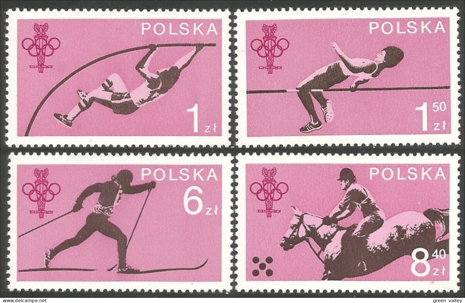 740 Pologne 1980 Olympics Ski Jumping Horse Cheval Pferd MNH ** Neuf SC (POL-241) - Unused Stamps