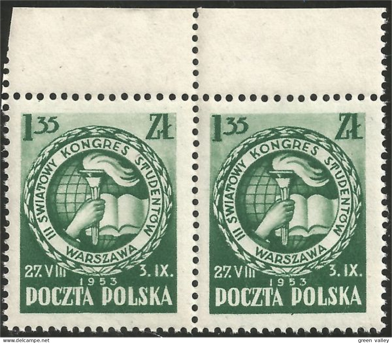 740 Pologne Students Congress Etudiants Paire Pair Bord De Feuille Margin Copy MNH ** Neuf SC (POL-228) - Other & Unclassified