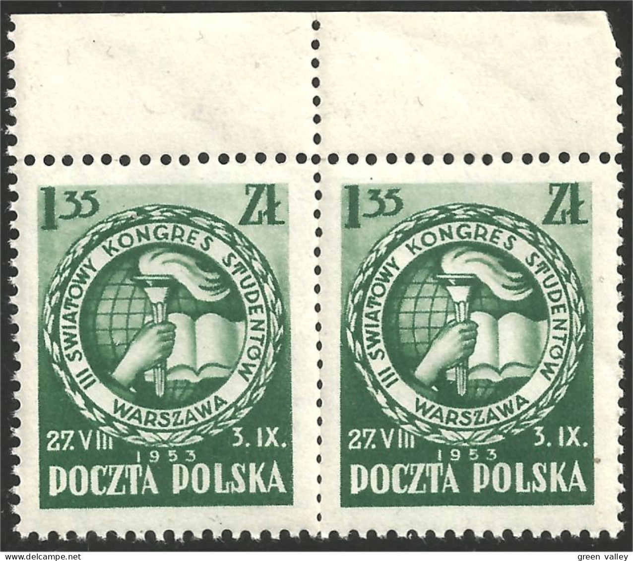 740 Pologne Students Congress Etudiants Paire Pair Bord De Feuille Margin Copy MNH ** Neuf SC (POL-227) - Unused Stamps